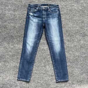 AG Adriano Goldschmied Jeans Womens 28R Blue Stevie Ankle Stretch Distressed